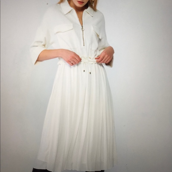 Pocket and zipper detailed midi dress. - Picture 10 of 11